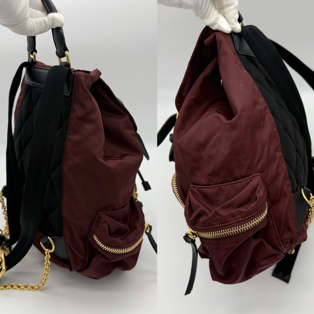 Authentic Burberry Burgundy nylon backpack - Picture 8 of 16